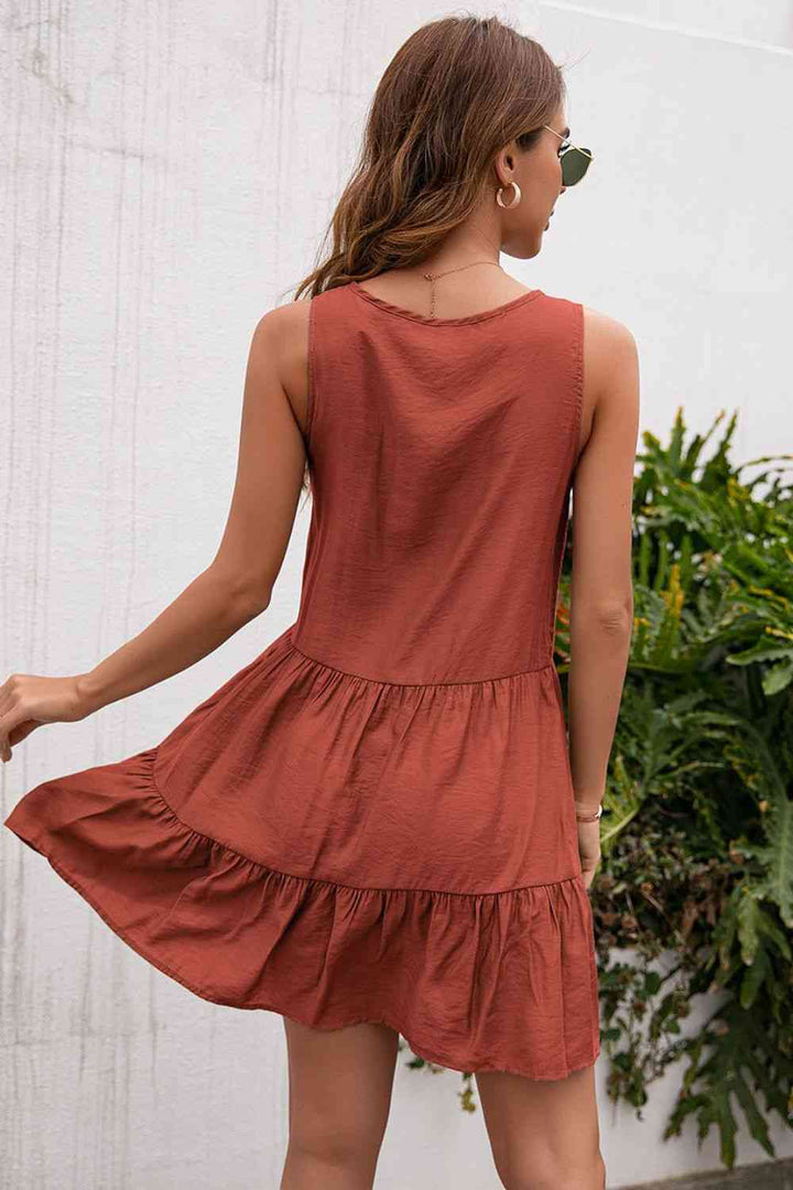 Tassel Tie Lace Trim Sleeveless Dress |1mrk.com