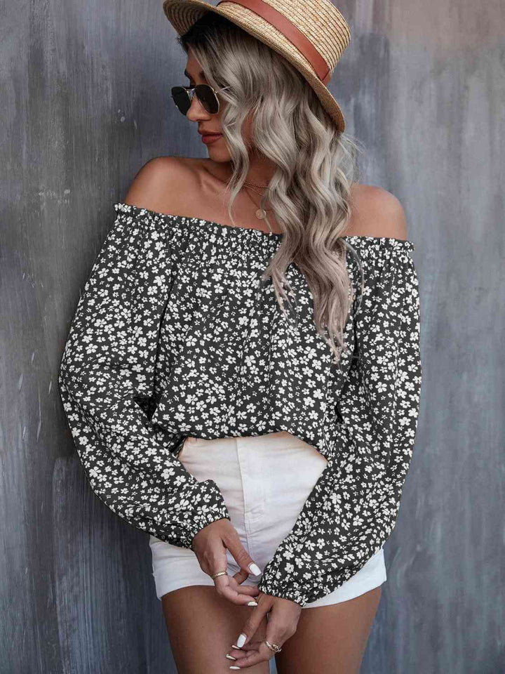 Off-Shoulder Long Sleeve Blouse | 1mrk.com