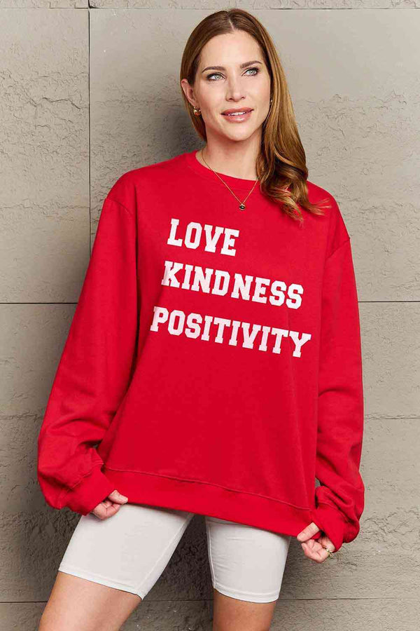 Simply Love Full Size LOVE KINDNESS POSITIVITY Graphic Sweatshirt |1mrk.com