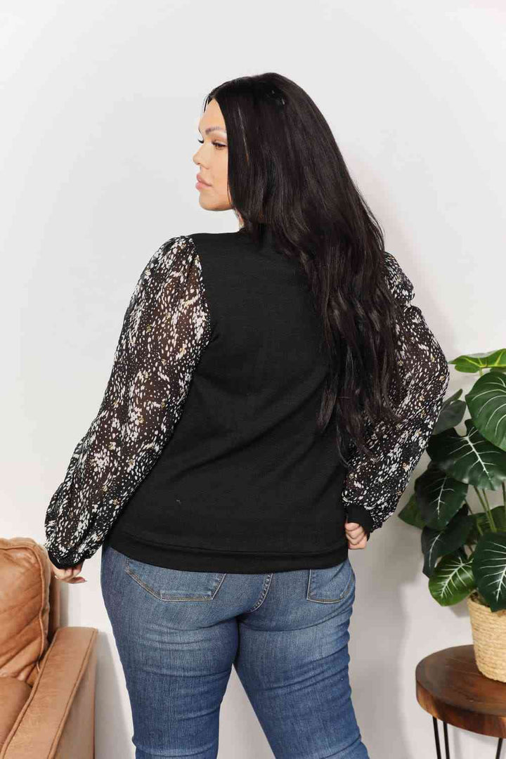 And The Why  Full Size Foil Printed Sleeve Top | 1mrk.com