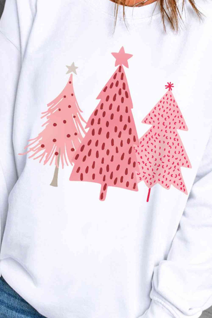 Christmas Tree Graphic Long Sleeve Sweatshirt |1mrk.com