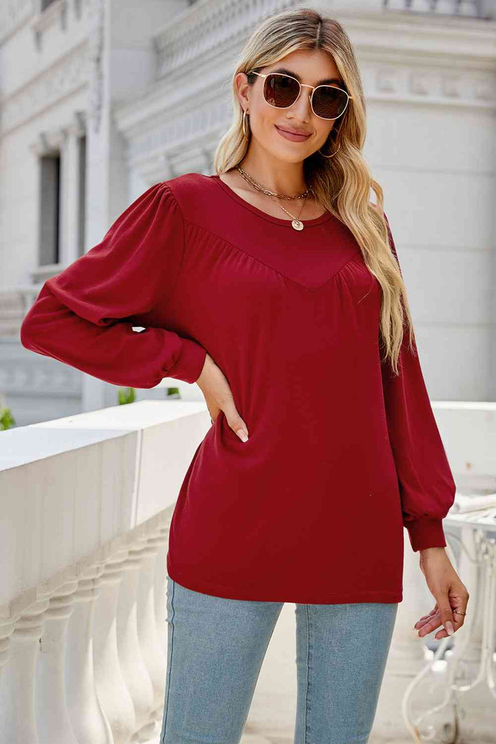 Round Neck Long Sleeve Top | 1mrk.com