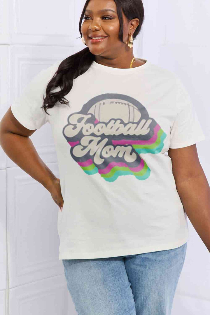 Simply Love Full Size FOOTBALL MOM Graphic Cotton Tee | 1mrk.com