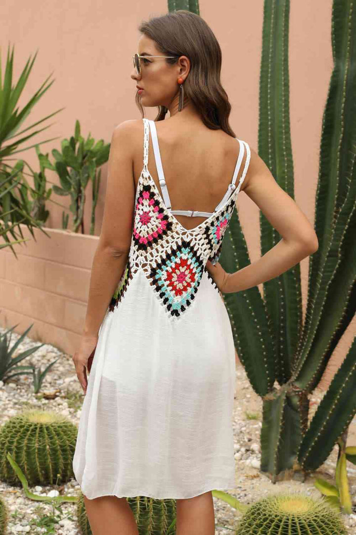 Openwork Sleeveless Embroidery Dress |1mrk.com