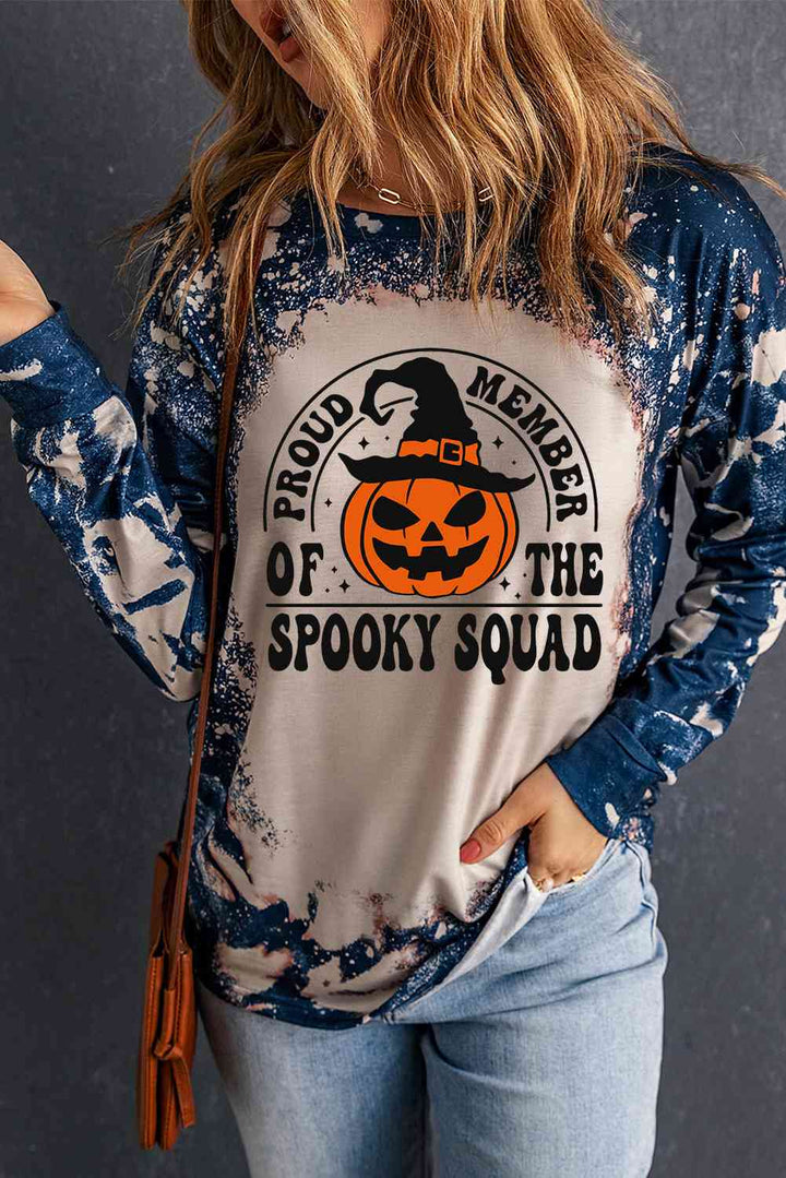 Round Neck PROUD MEMBER OF THE SPOOKY SQUAD Graphic Sweatshirt |1mrk.com