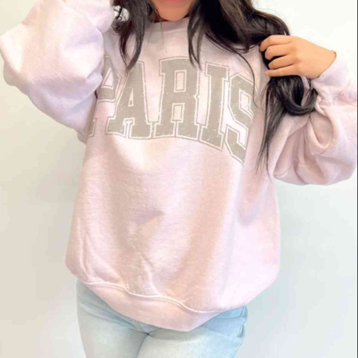 Letter Graphic Round Neck Drop Shoulder Sweatshirt |1mrk.com