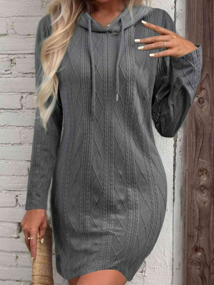 Drawstring Hooded Sweater Dress | 1mrk.com