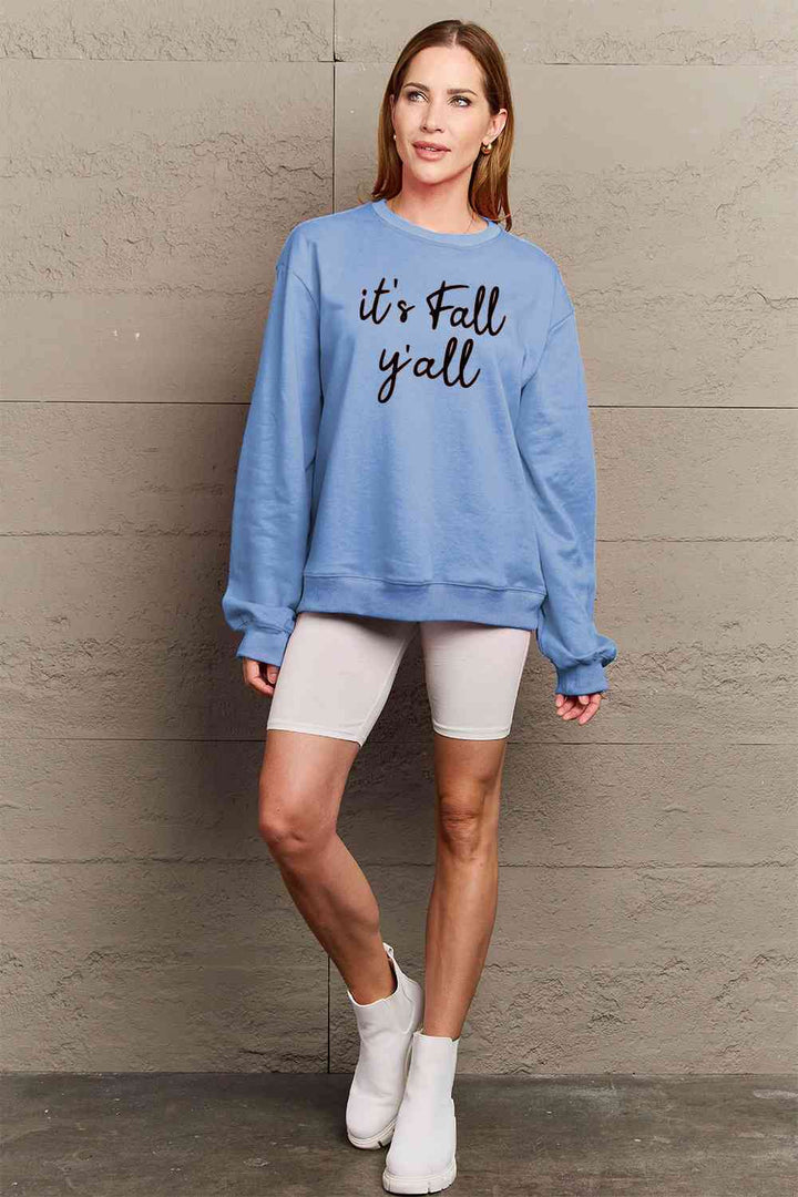 Simply Love Full Size IT'S FALL Y'ALL Graphic Sweatshirt |1mrk.com