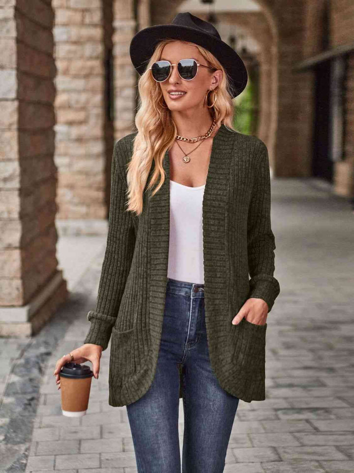 Open Front Cardigan with Pockets |1mrk.com