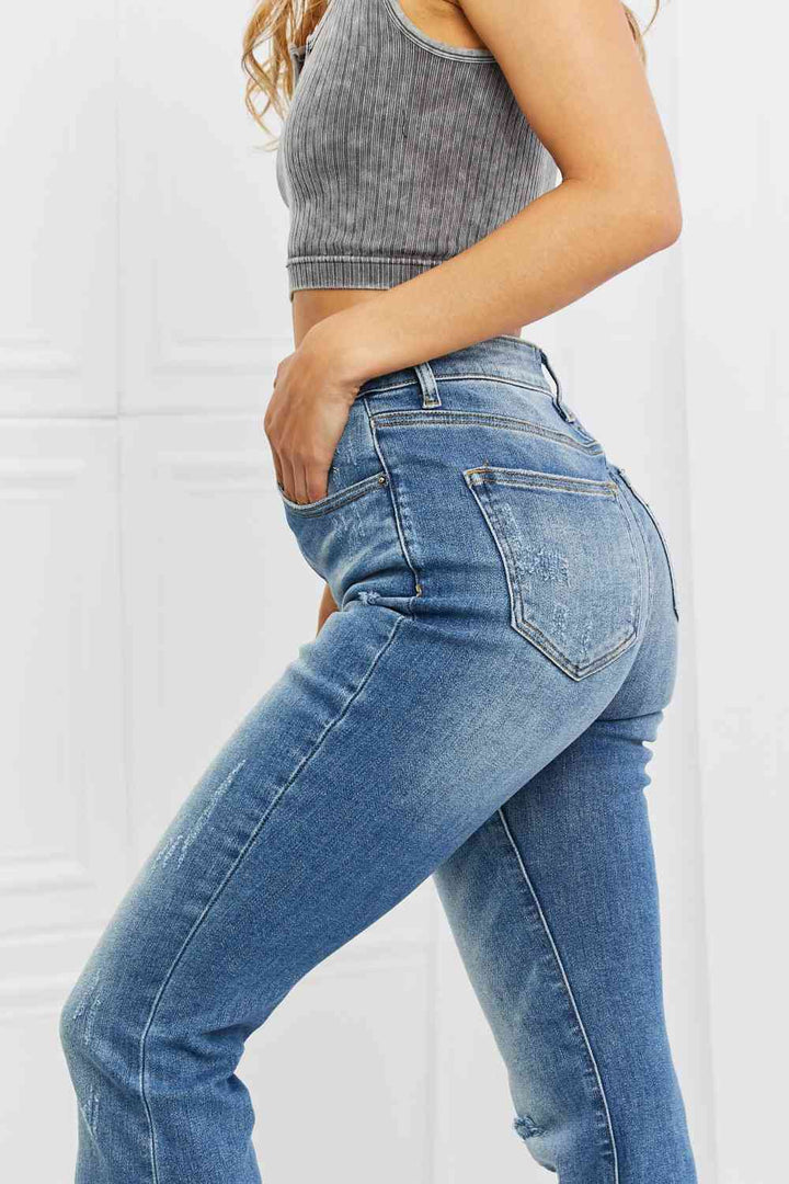 RISEN Full Size Iris High Waisted Flare Jeans | 1mrk.com