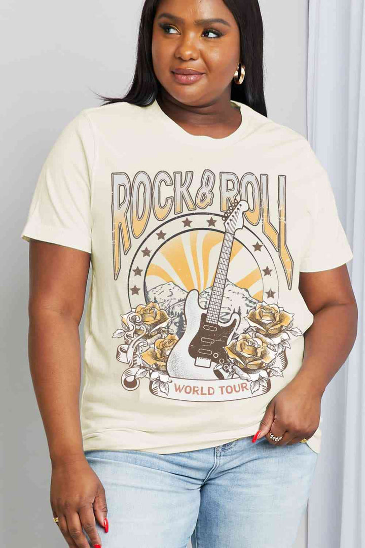 Simply Love Simply Love Full Size ROCK & ROLL WORLD TOUR Graphic Cotton Tee | 1mrk.com