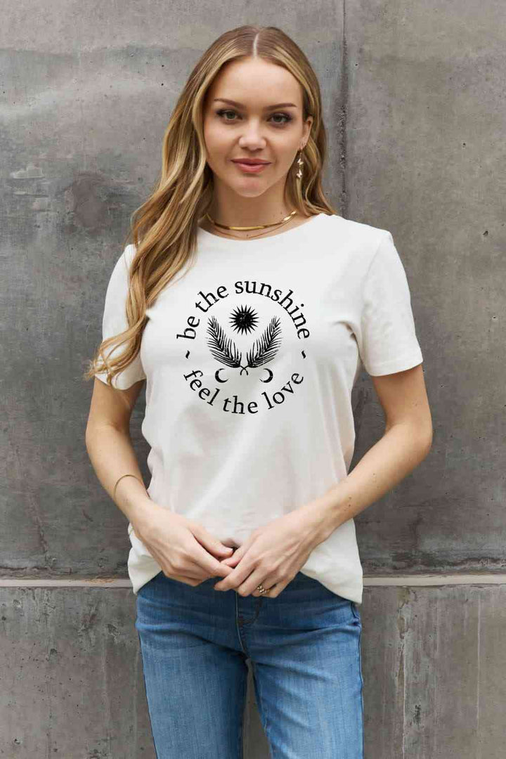 Simply Love Simply Love Full Size BE THE SUNSHINE FEEL THE LOVE Graphic Cotton Tee | 1mrk.com