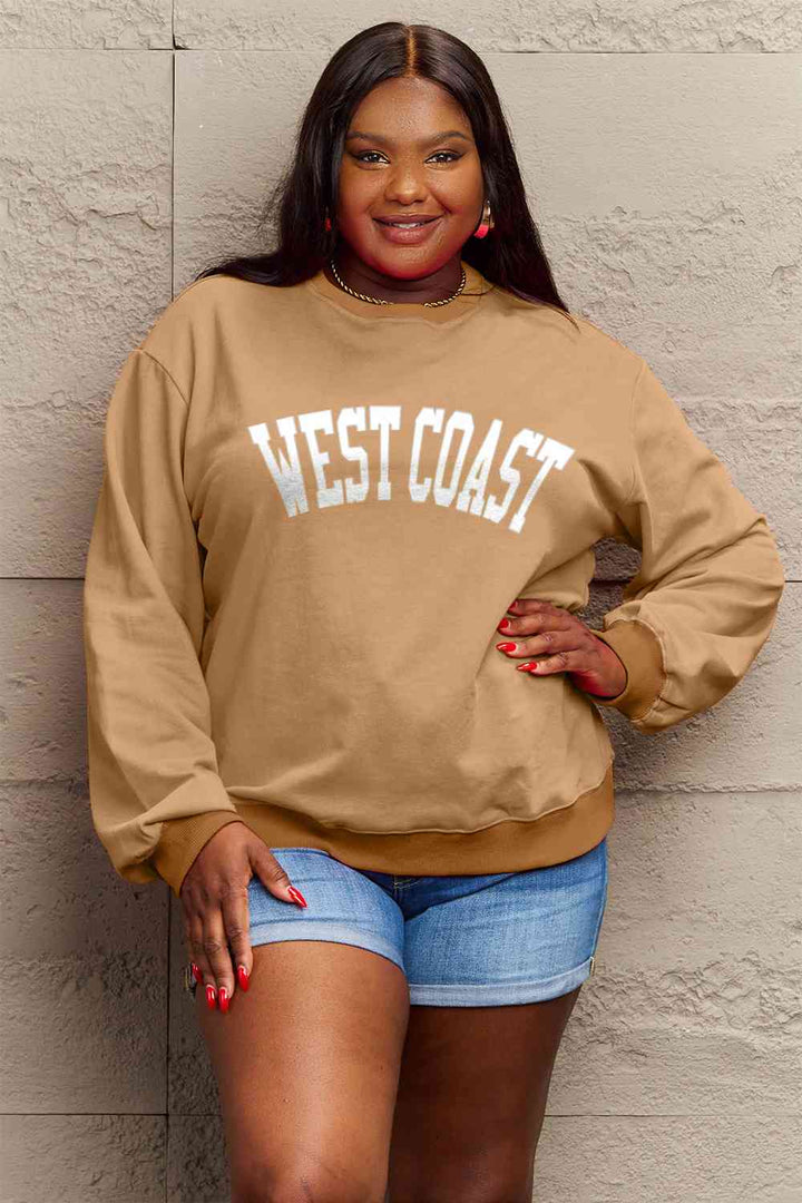 Simply Love Full Size WEST COAST Graphic Long Sleeve Sweatshirt |1mrk.com