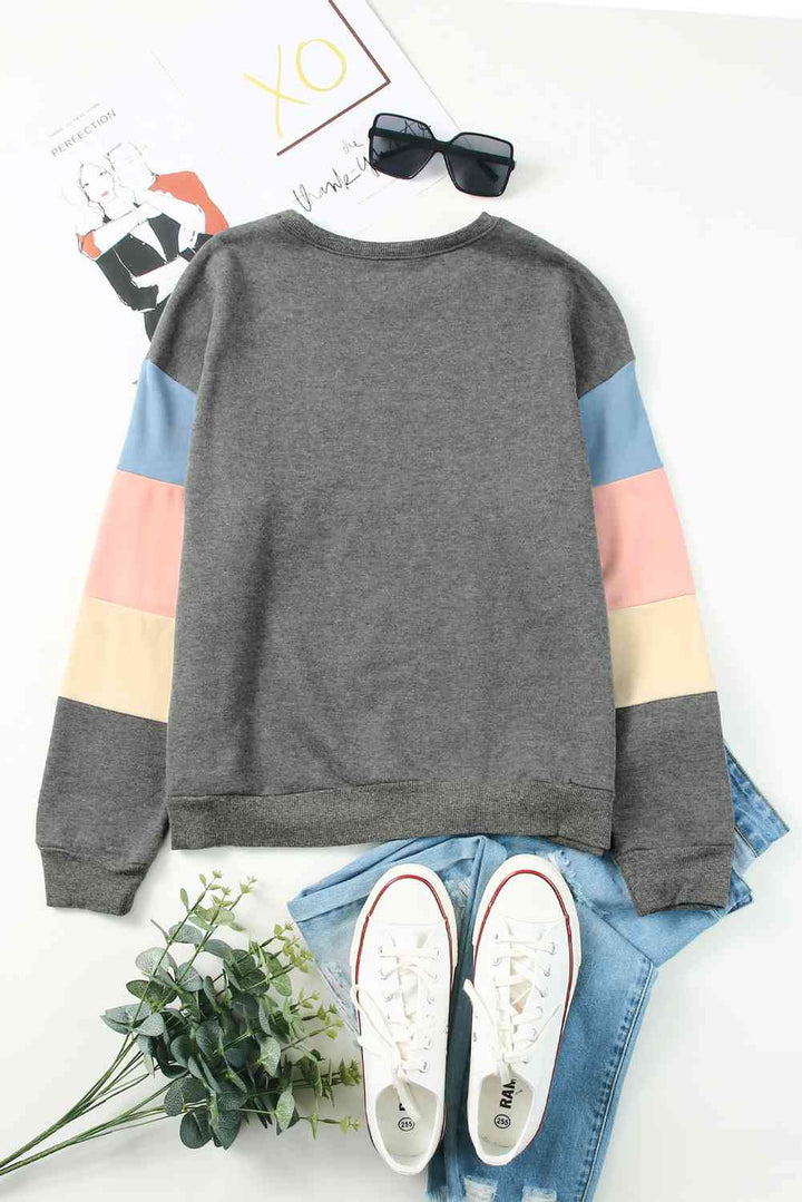 Color Block Ribbed Trim Sweatshirt |1mrk.com