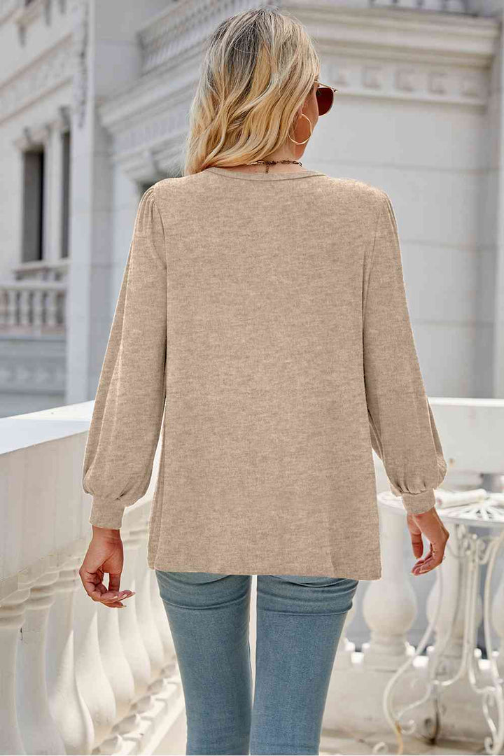 Round Neck Long Sleeve Top | 1mrk.com