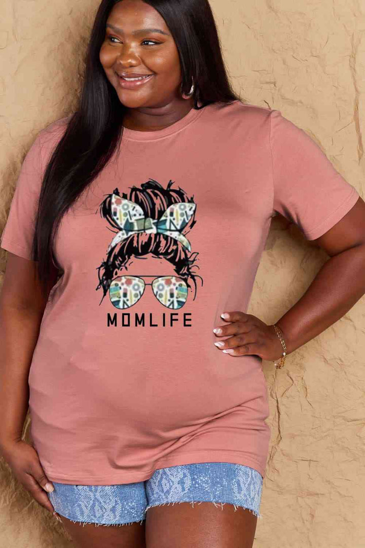 Simply Love Full Size MOM LIFE Graphic Cotton T-Shirt | 1mrk.com