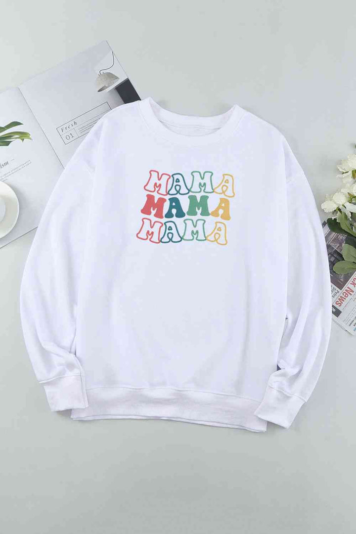 MAMA Graphic Round Neck Drop Shoulder Sweatshirt |1mrk.com