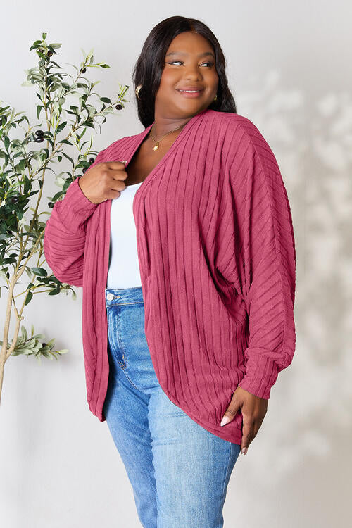 Basic Bae Full Size Ribbed Cocoon Cardigan |1mrk.com