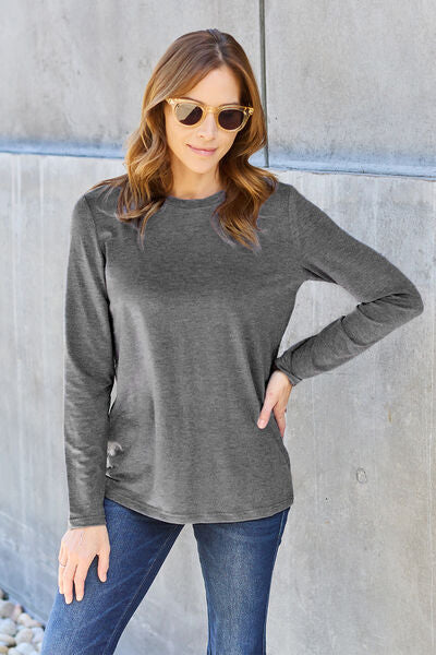 Basic Bae Full Size Round Neck Long Sleeve Top | 1mrk.com