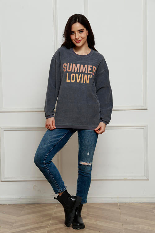 SUMMER LOVIN Graphic Textured Pullover Sweatshirt |1mrk.com