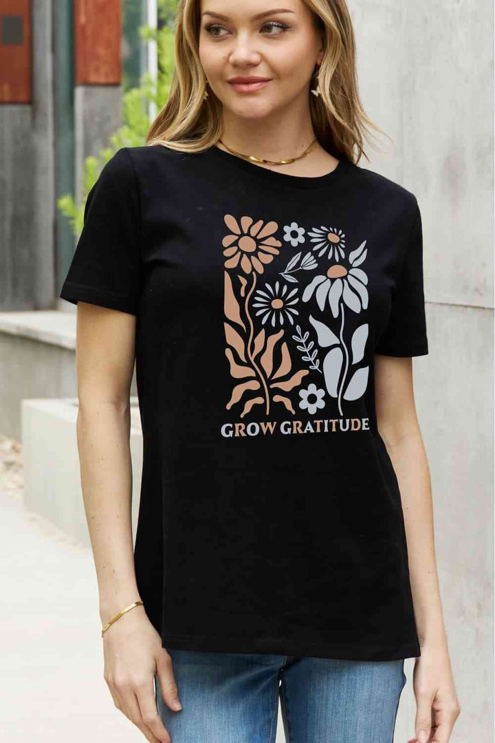 Simply Love Full Size GROW GRATITUDE Graphic Cotton Tee | 1mrk.com