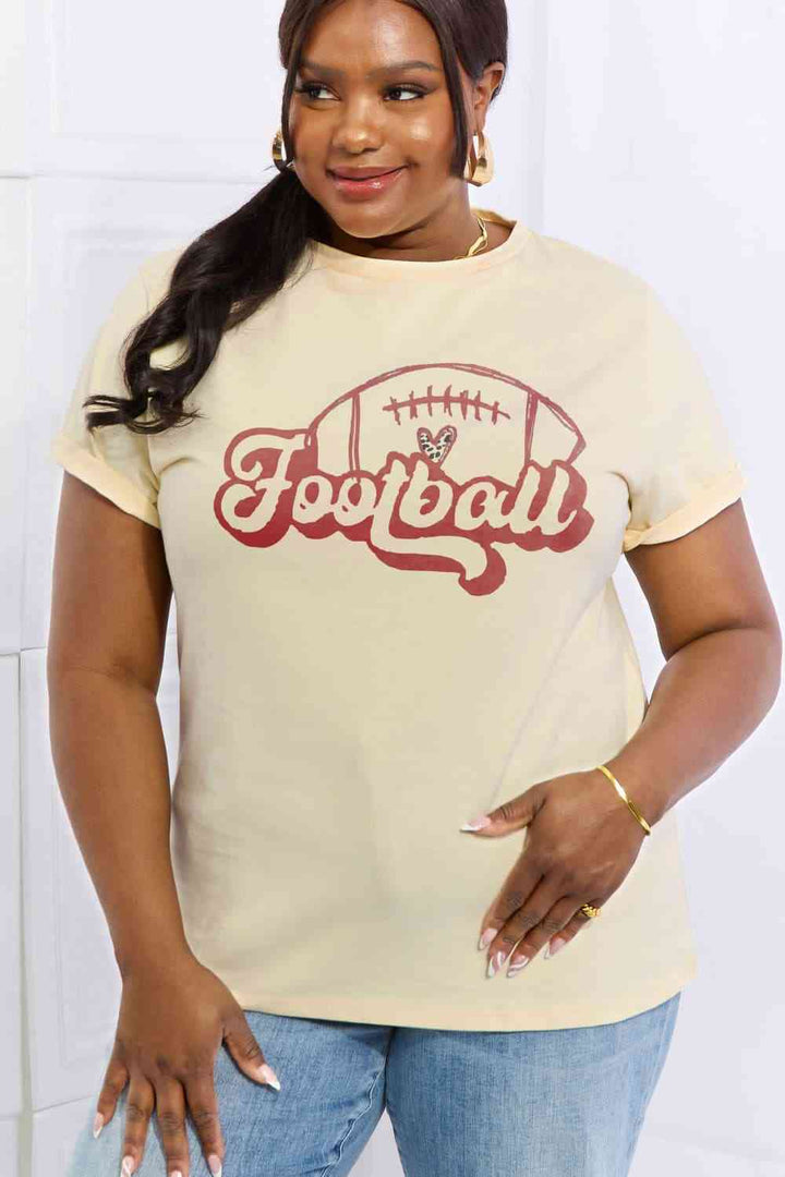 Simply Love Full Size FOOTBALL Graphic Cotton Tee | 1mrk.com