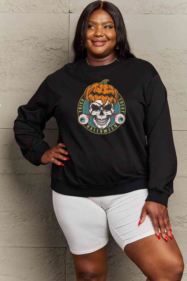 Simply Love Full Size Skull Graphic Sweatshirt |1mrk.com