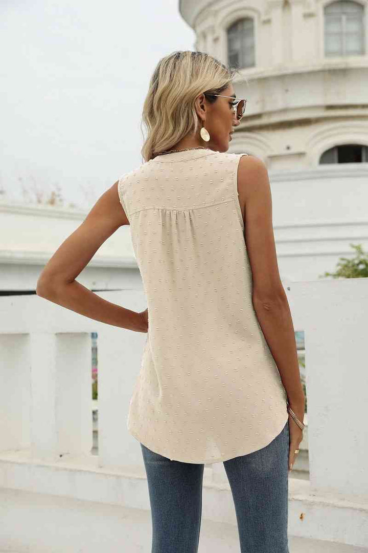 Swiss Dot Notched Neck Tank | 1mrk.com