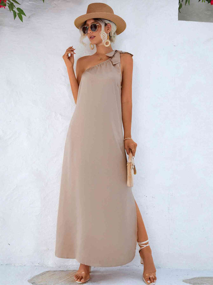 One-Shoulder Slit Maxi Dress |1mrk.com