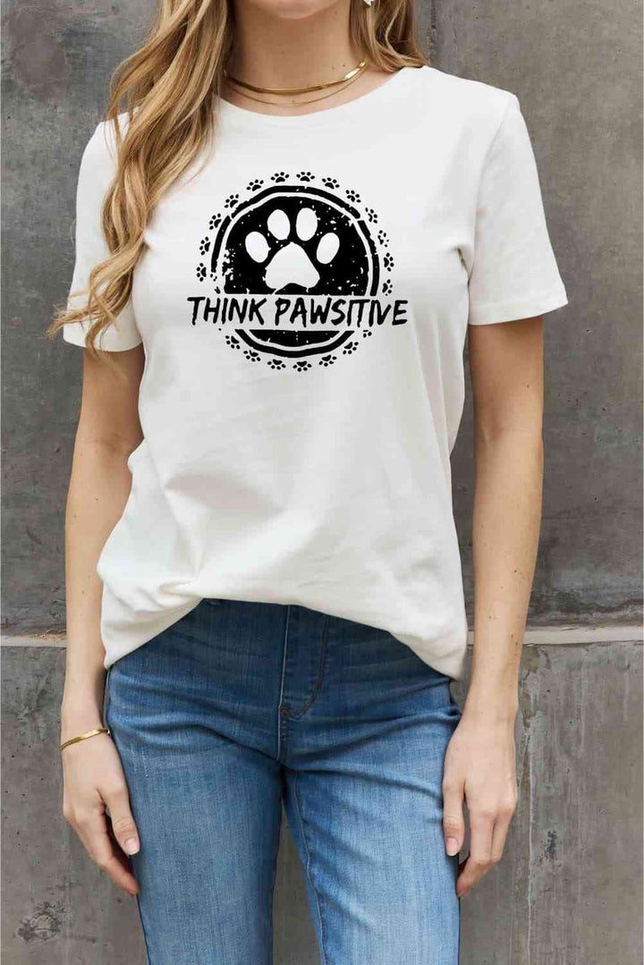 Simply Love Simply Love Full Size THINK PAWSITIVE Graphic Cotton Tee | 1mrk.com