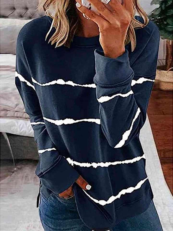 Striped Round Neck T-Shirt |1mrk.com