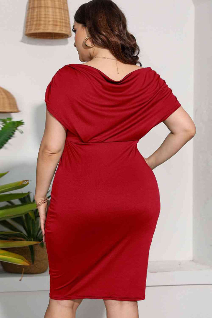 Plus Size Ruched V-Neck Dress | 1mrk.com