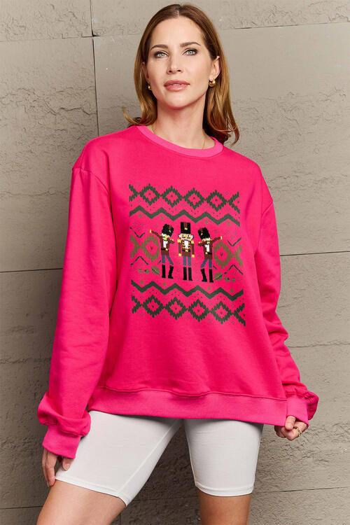 Simply Love Full Size Nutcracker Graphic Long Sleeve Sweatshirt |1mrk.com