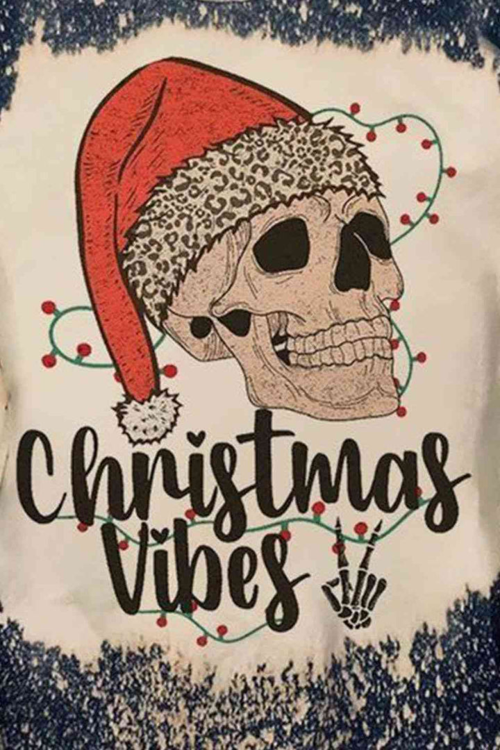 Round Neck Long Sleeve CHRISMAS VIBES Graphic Sweatshirt |1mrk.com