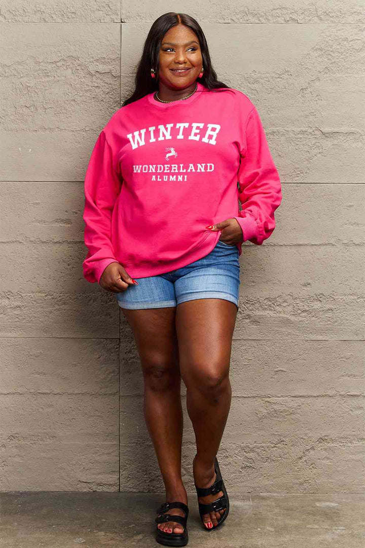 Simply Love Full Size WINTER WONDERLAND ALUMNI Graphic Long Sleeve Sweatshirt |1mrk.com