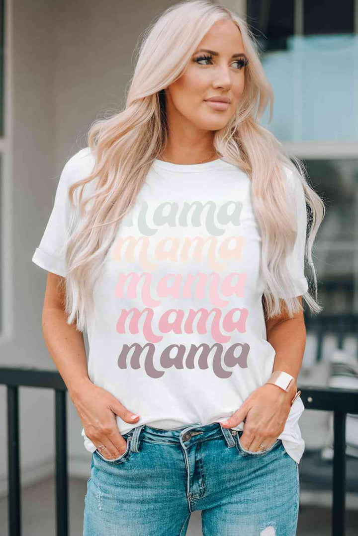 MAMA Graphic Contrast Tee Shirt | 1mrk.com