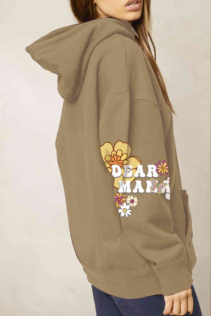 Simply Love Simply Love Full Size DEAR MAMA Flower Graphic Hoodie | 1mrk.com