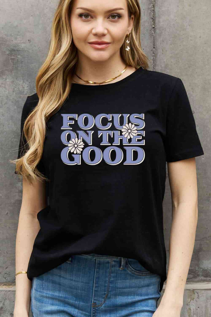 Simply Love Full Size FOCUS ON THE GOOD Graphic Cotton Tee | 1mrk.com