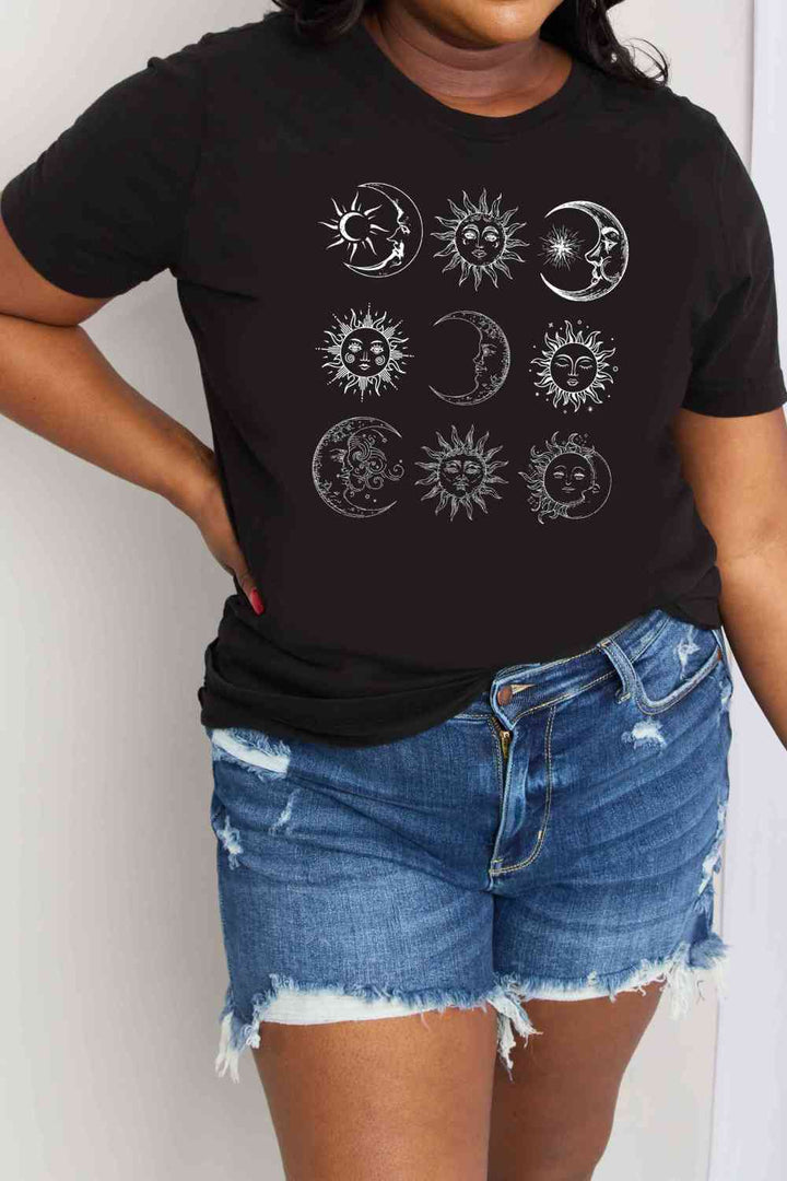 Simply Love Simply Love Full Size Sun and Moon Graphic Cotton Tee | 1mrk.com