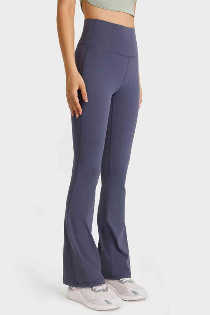 Elastic Waist Flare Yoga Pants |1mrk.com