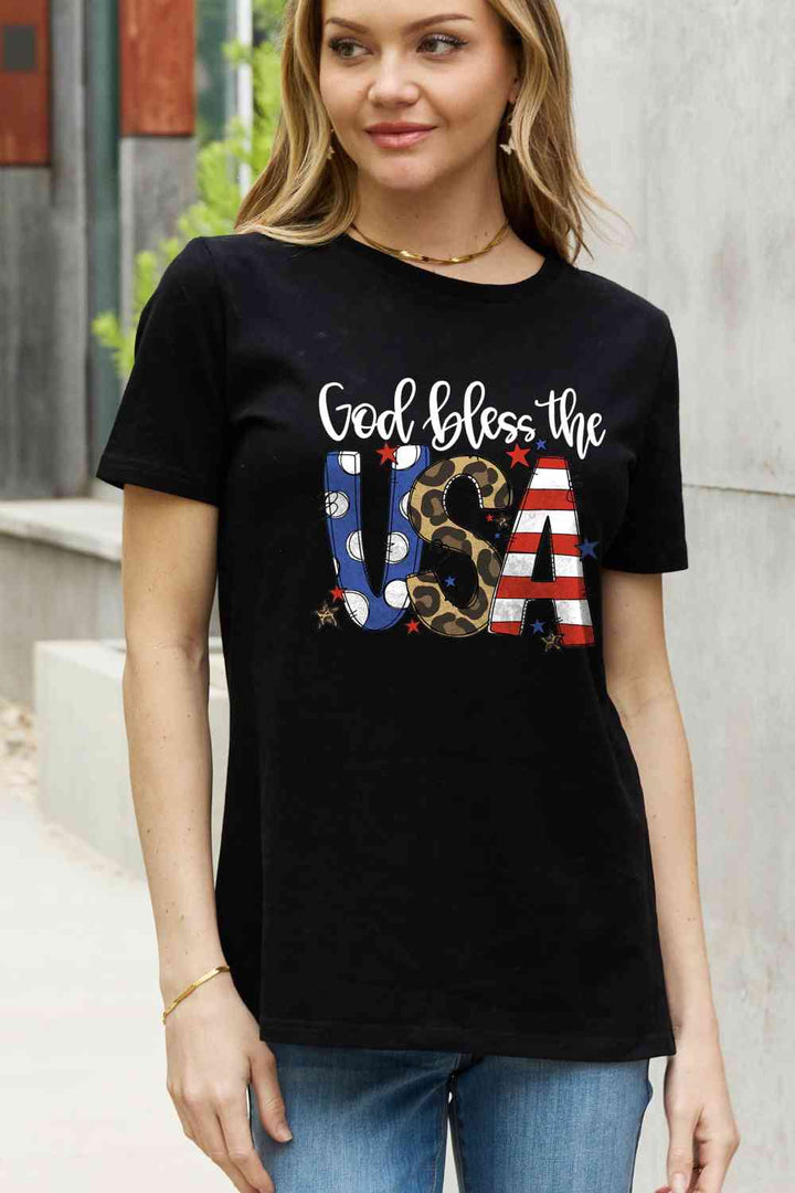 Simply Love Full Size GOD BLESS THE USA Graphic Cotton Tee | 1mrk.com