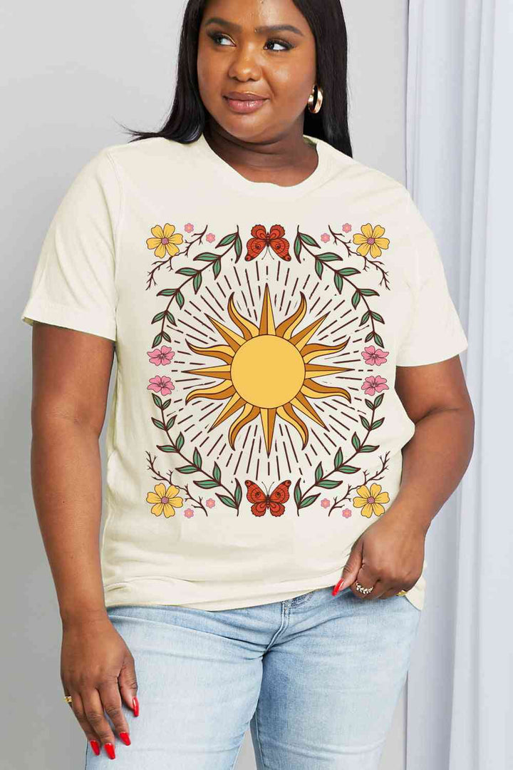 Simply Love Full Size Sun Graphic Cotton Tee | 1mrk.com