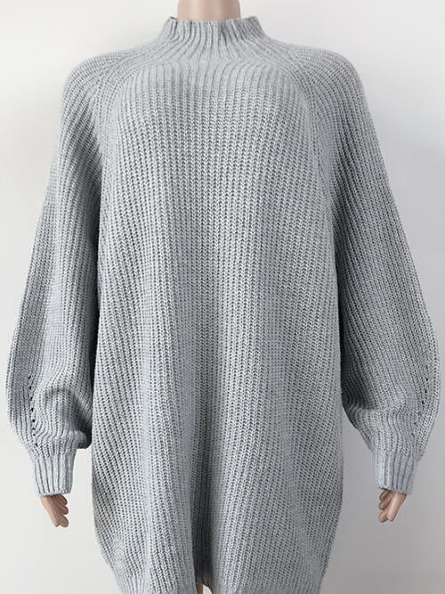 Mock Neck Dropped Shoulder Sweater Dress | 1mrk.com