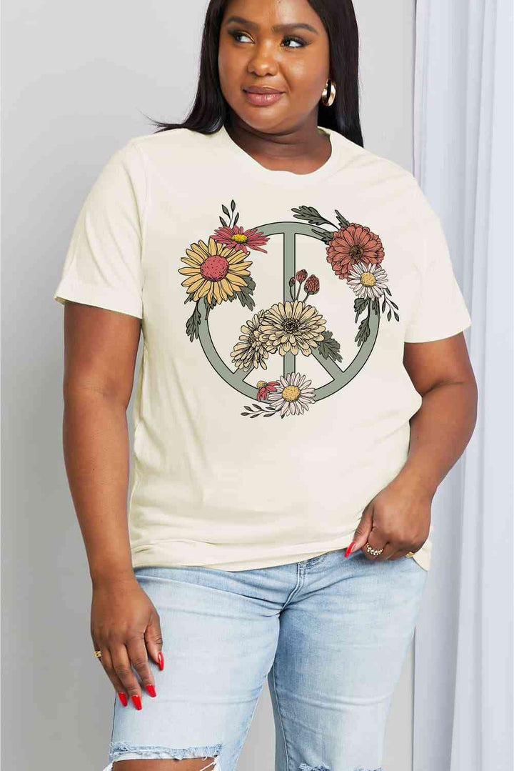 Simply Love Full Size Flower Graphic Cotton Tee | 1mrk.com