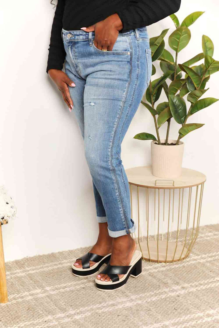 Kancan Full Size Mid Rise Slim Boyfriend Jeans | 1mrk.com