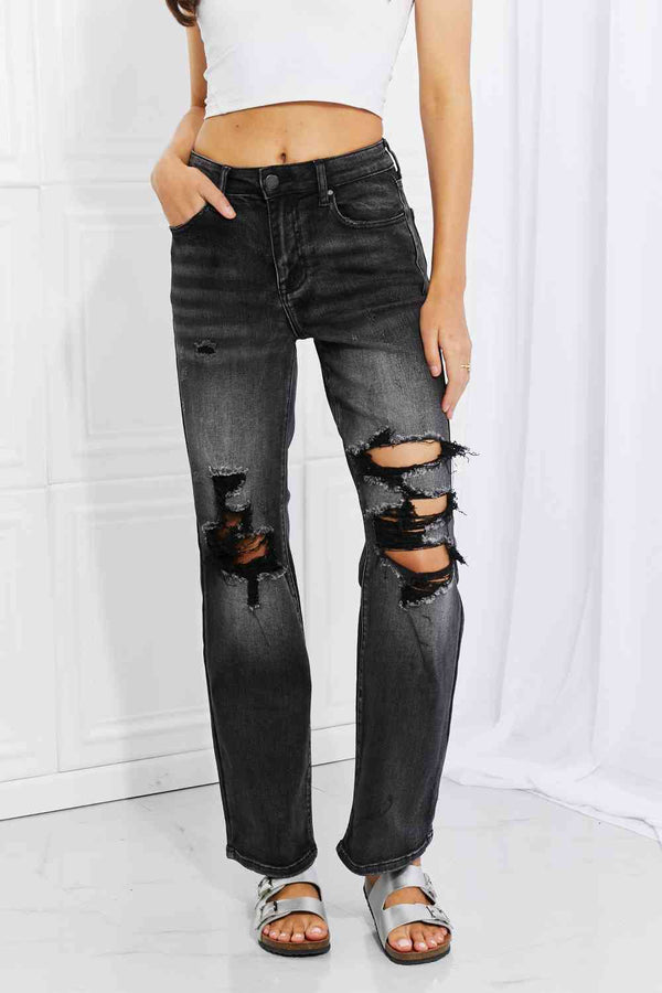 RISEN Full Size Lois Distressed Loose Fit Jeans | 1mrk.com