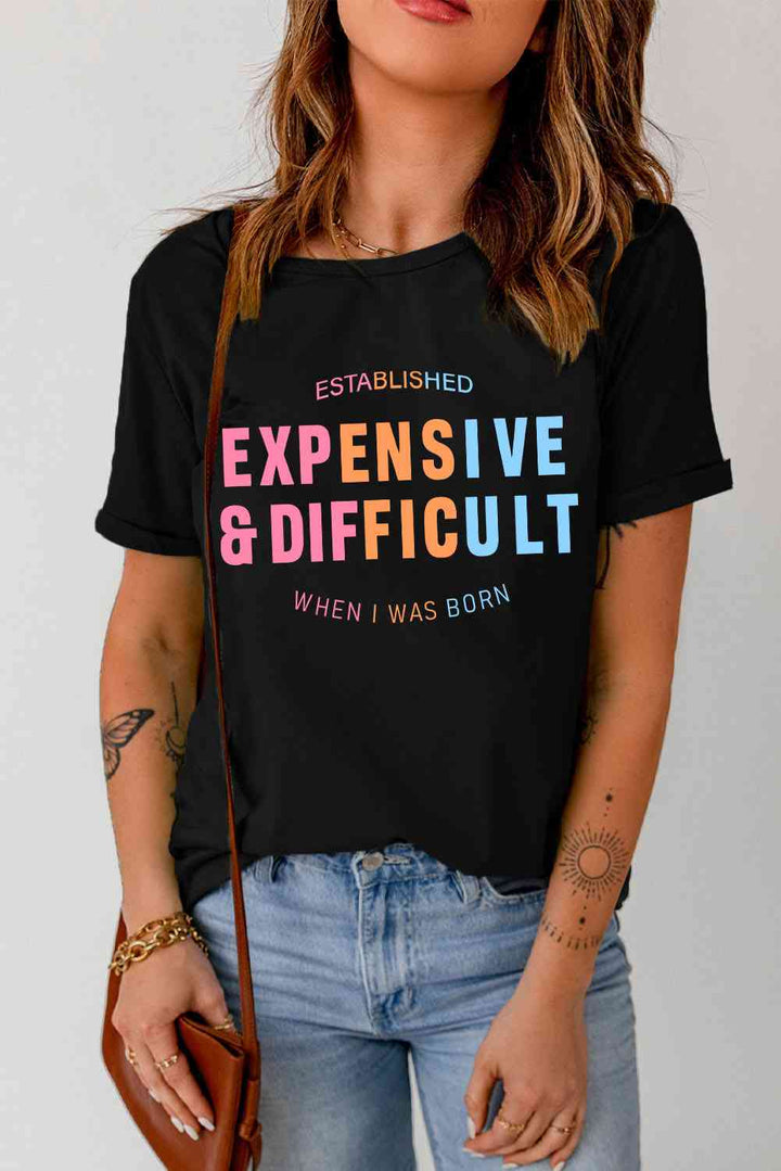 Slogan Graphic Cuffed Sleeve Tee | 1mrk.com