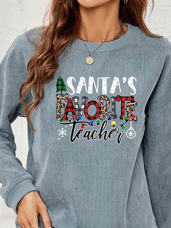 SANTA'S FAVORITE TEACHER Graphic Sweatshirt |1mrk.com