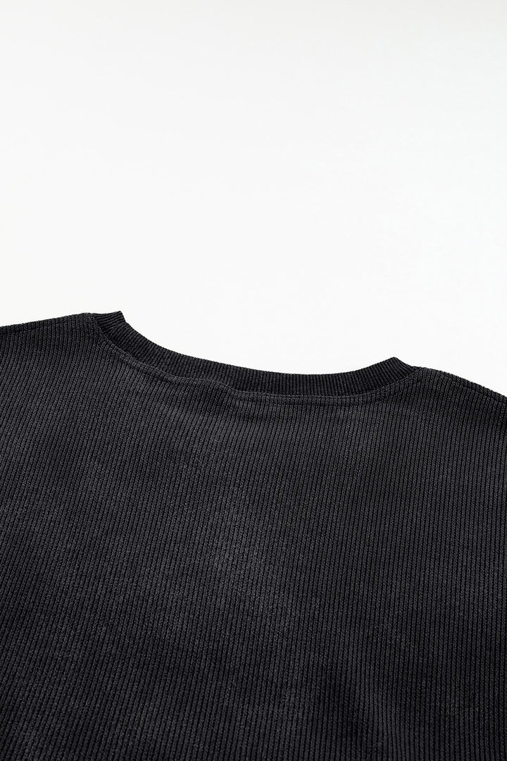 Plus Size Heart Ribbed Round Neck Sweatshirt | Trendsi