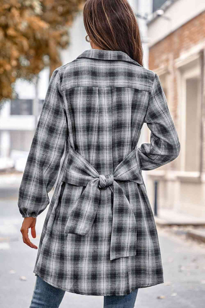 Plaid Tie Front Mini Shirt Dress | 1mrk.com